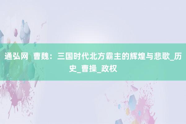 通弘网  曹魏：三国时代北方霸主的辉煌与悲歌_历史_曹操_政权